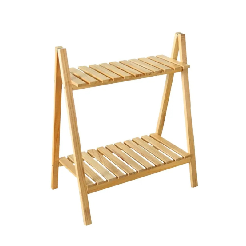 XEILI Foldable 2 & 3-Tier Wooden Plant Stand – Solid Wood Flower Pot Shelf Rack for Indoor & Outdoor Use, Balcony Floor Display Stand for Garden & Home Decor