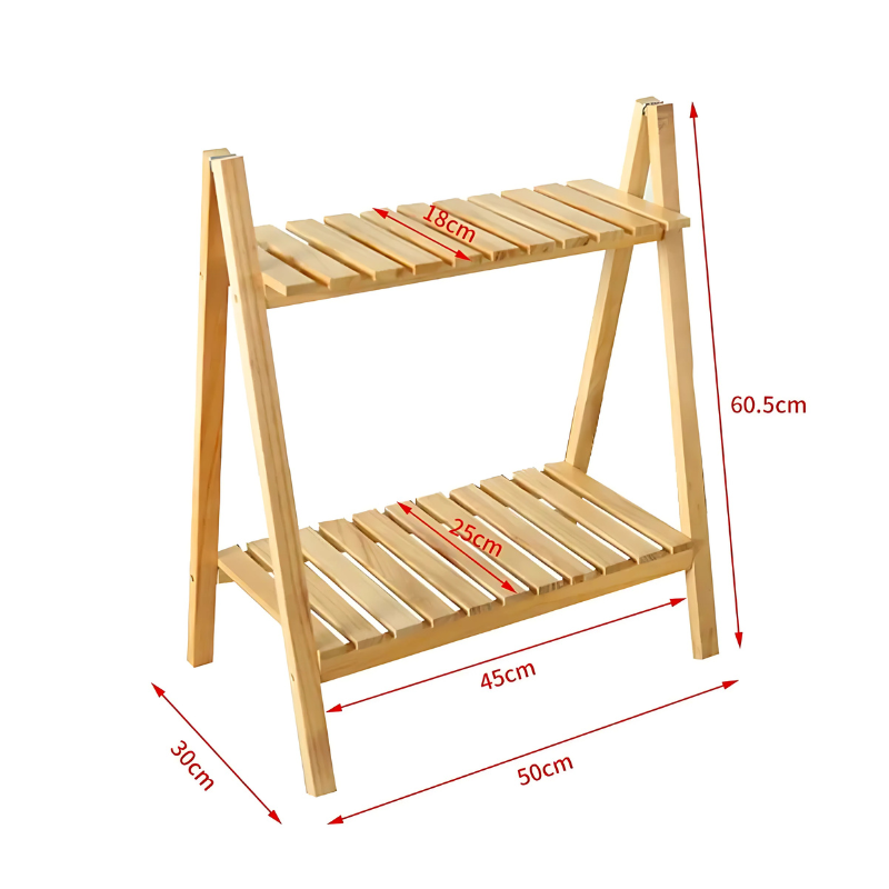 XEILI Foldable 2 & 3-Tier Wooden Plant Stand – Solid Wood Flower Pot Shelf Rack for Indoor & Outdoor Use, Balcony Floor Display Stand for Garden & Home Decor