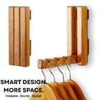 Foldable Wooden Wall Mounted Clothes Hanger Rack – Space Saving Solid Wood Laundry & Closet Organizer XEILI