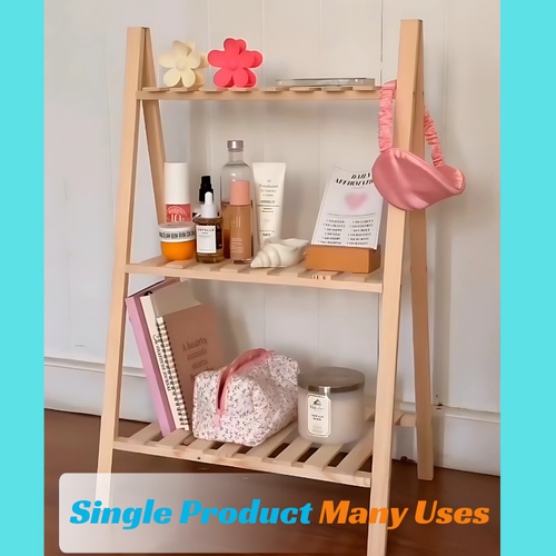 Multipurpose Teak Wood 2 & 3-Tier Adjustable Stand – Wooden Shelf for Makeup, Plants, Kitchen, Books & Home Décor
