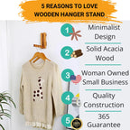 Foldable Wooden Wall Mounted Clothes Hanger Rack – Space Saving Solid Wood Laundry & Closet Organizer XEILI