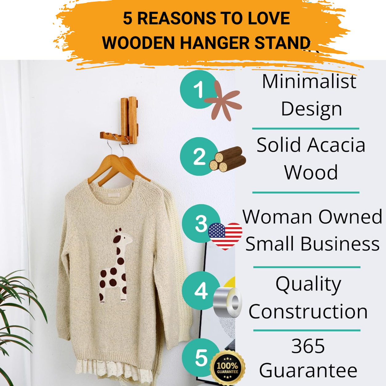 Foldable Wooden Wall Mounted Clothes Hanger Rack – Space Saving Solid Wood Laundry & Closet Organizer