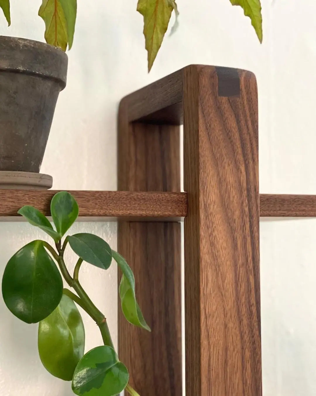 3 Tier Walnut Shift Shelf  - Handmade Solid Wood Wall Shelf for Plants, Art, Books & Photos | Adjustable, Mid-Century Modern Xeili owner