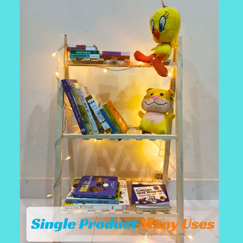 Multipurpose Teak Wood 2 & 3-Tier Adjustable Stand – Wooden Shelf for Makeup, Plants, Kitchen, Books & Home Décor