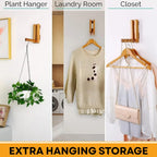Foldable Wooden Wall Mounted Clothes Hanger Rack – Space Saving Solid Wood Laundry & Closet Organizer XEILI