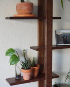 5 Tier Walnut Shift Shelf  - Handmade Solid Wood Wall Shelf for Plants, Art, Books & Photos | Adjustable, Mid-Century Modern - XEILI