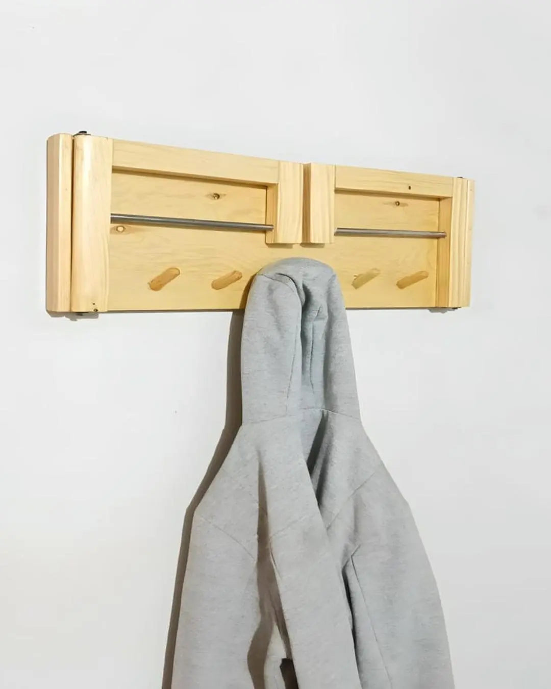 Wooden Hanger Stand Folding with 6 Clothes Hanging Hooks Xeili owner