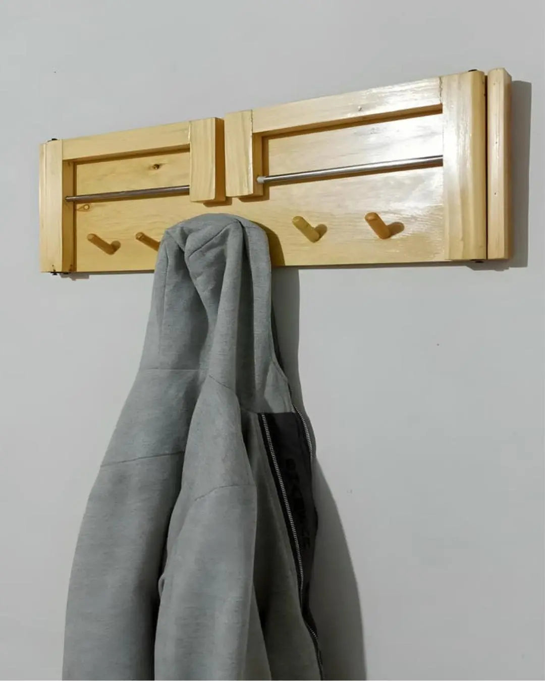 Wooden Hanger Stand Folding with 6 Clothes Hanging Hooks Xeili owner